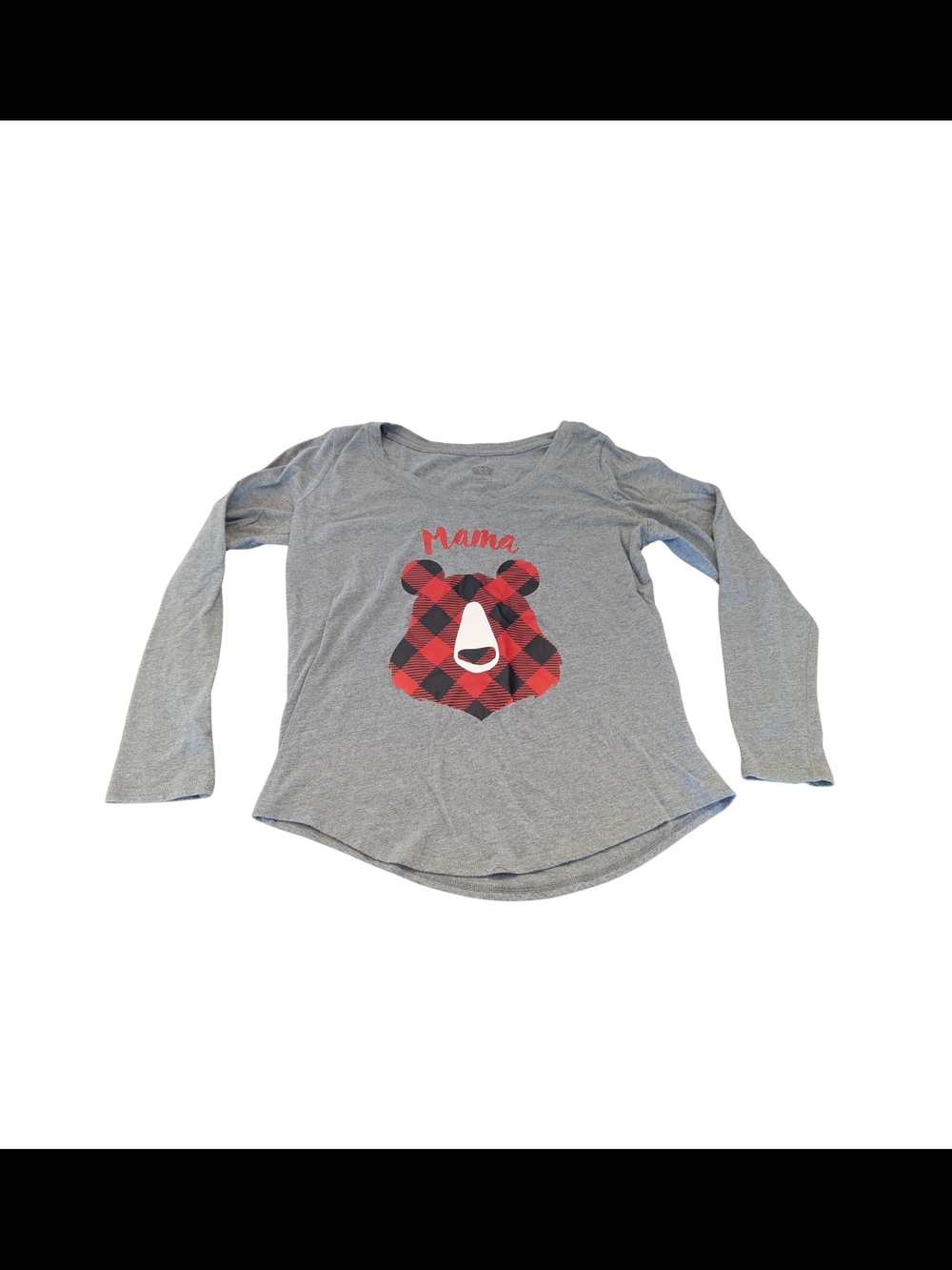 EUC Target Wondershop Womens Large Mama Bear Long Sleeve Scoopneck Shirt Gray